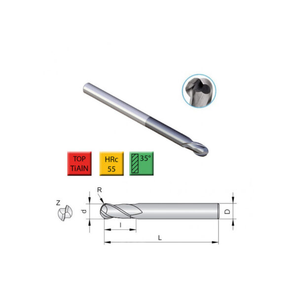 Κοπτικό φρεζάκι καρβιδίου 2 δοντιών 0,5-4mm (διάμετρος στελέχους 4mm).