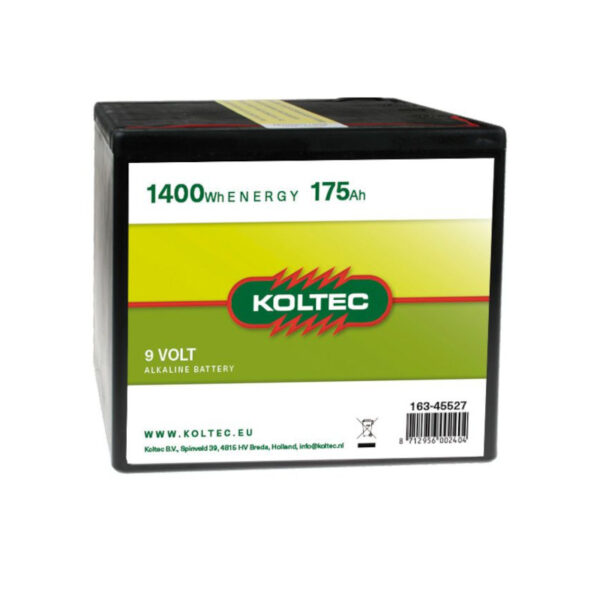 Baterie Koltec alcalină de 9 volți, 1400 Wh, 175 Ah