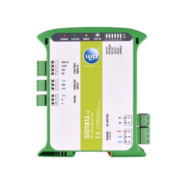 WObit SID1812v2 DC motor controller klemmenoverzicht