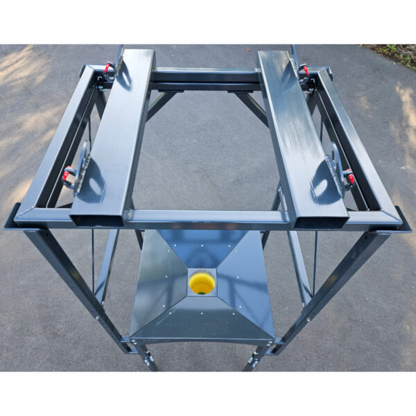 Big bag emptying frame for non-rolling material powder-coated top view