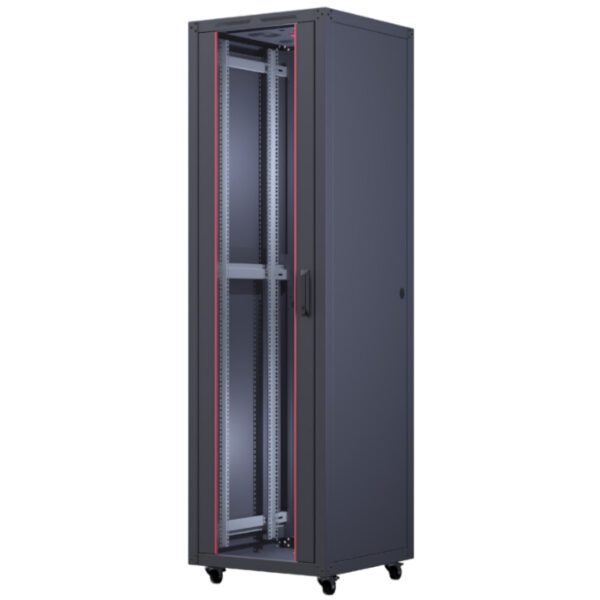 Upcom, Basicline 19" frittstående skap, svart, innendørs serverrack, 600x600