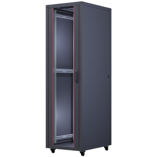 Upcom, Basicline 19" Freistehender Schrank, schwarz, Serverschrank für den Innenbereich, 600x800