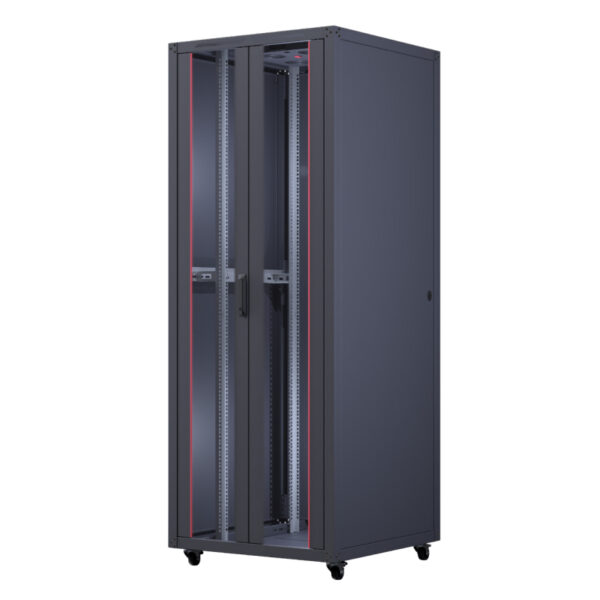 Upcom, Basicline 19" frittstående skap, svart, innendørs serverrack, 800x800